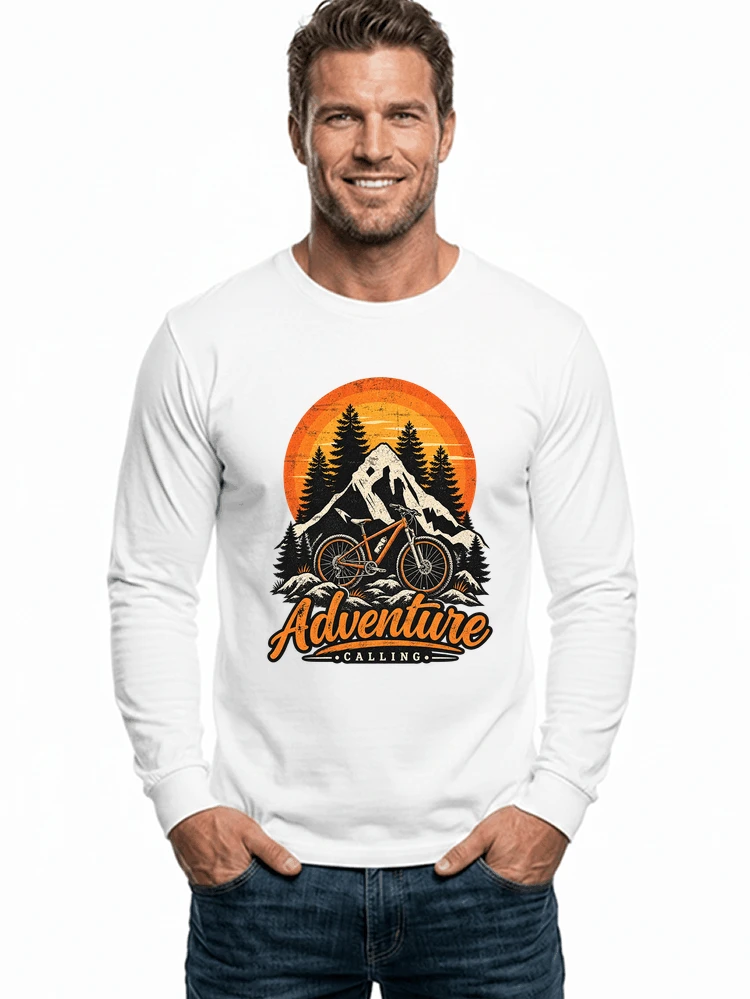 fahrrad t shirt mtb mountainbike retro design shirt langarmshirt white