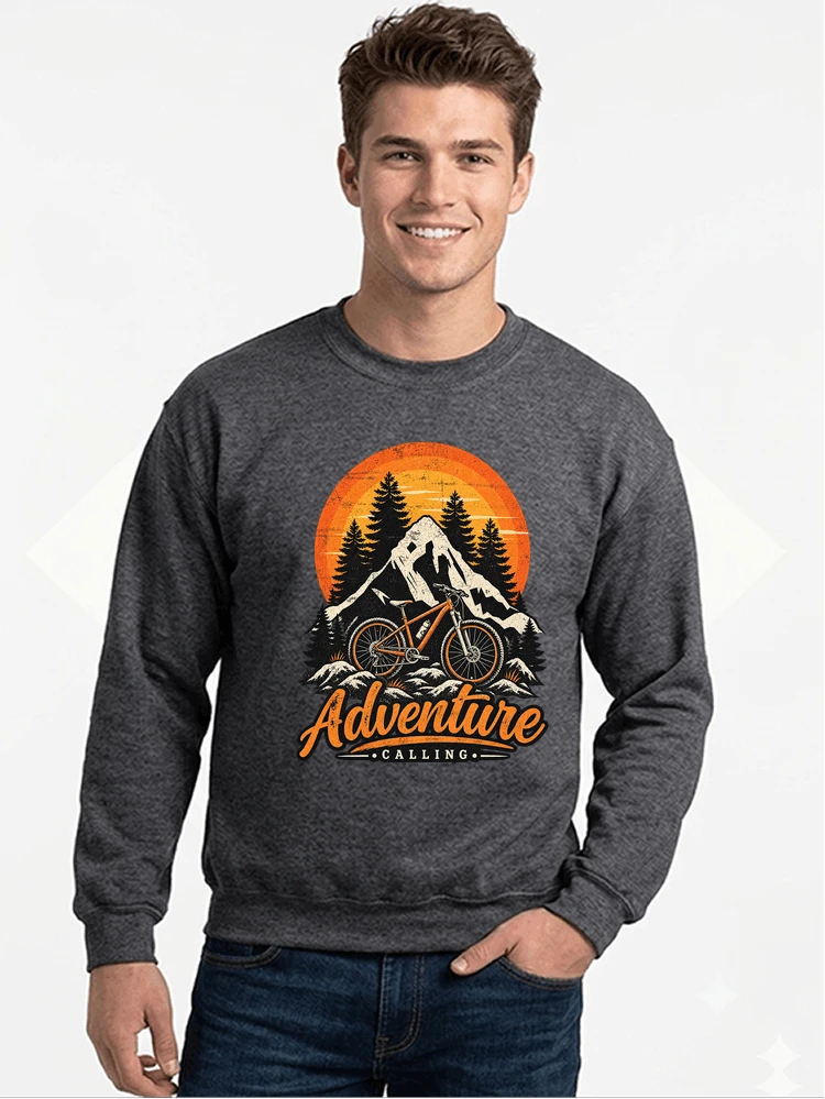 fahrrad t shirt mtb mountainbike retro design shirt sweatshirt mit rundhalsausschnitt anthracite melange