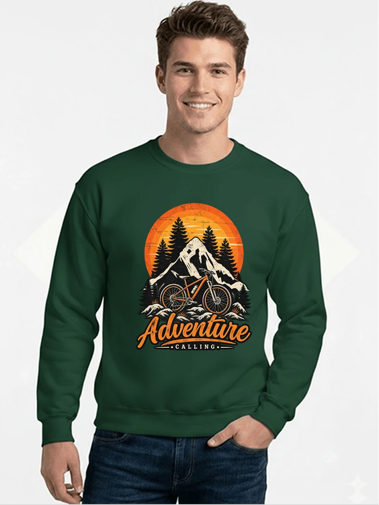 fahrrad t shirt mtb mountainbike retro design shirt sweatshirt mit rundhalsausschnitt forest green