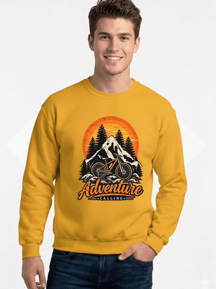 fahrrad t shirt mtb mountainbike retro design shirt sweatshirt mit rundhalsausschnitt gold