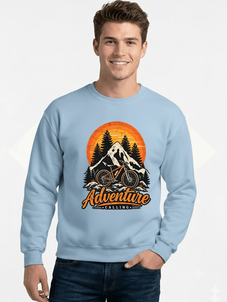fahrrad t shirt mtb mountainbike retro design shirt sweatshirt mit rundhalsausschnitt light blue