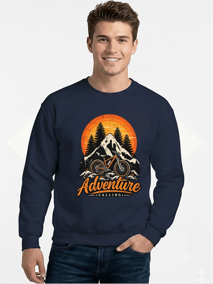 fahrrad t shirt mtb mountainbike retro design shirt sweatshirt mit rundhalsausschnitt navy