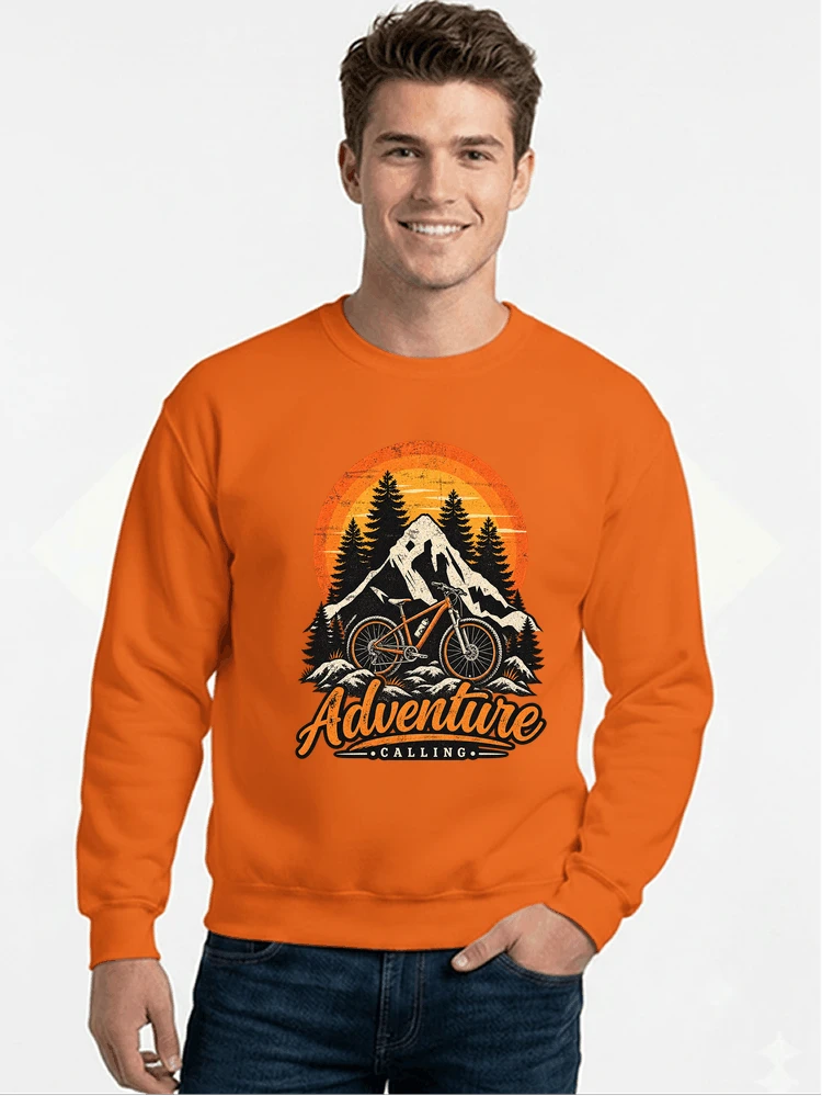 fahrrad t shirt mtb mountainbike retro design shirt sweatshirt mit rundhalsausschnitt orange