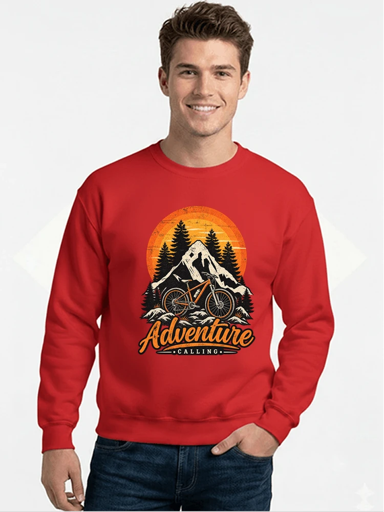 fahrrad t shirt mtb mountainbike retro design shirt sweatshirt mit rundhalsausschnitt red