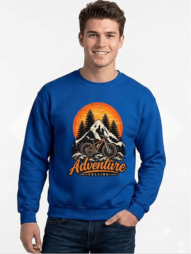 fahrrad t shirt mtb mountainbike retro design shirt sweatshirt mit rundhalsausschnitt royal blue