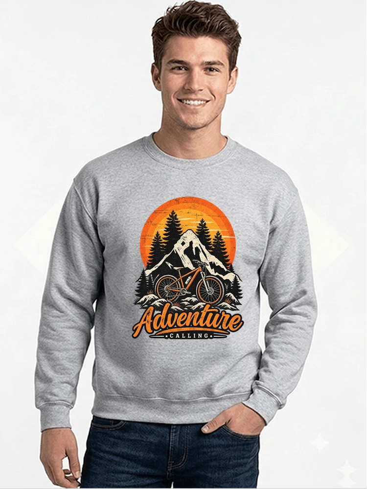 fahrrad t shirt mtb mountainbike retro design shirt sweatshirt mit rundhalsausschnitt sport grey