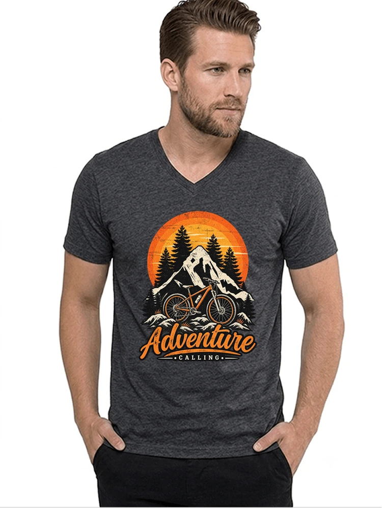 fahrrad t shirt mtb mountainbike retro design shirt t shirt mit v ausschnitt anthracite melange
