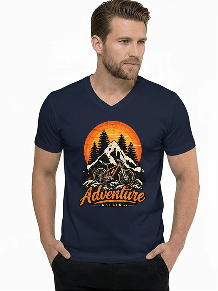 fahrrad t shirt mtb mountainbike retro design shirt t shirt mit v ausschnitt navy