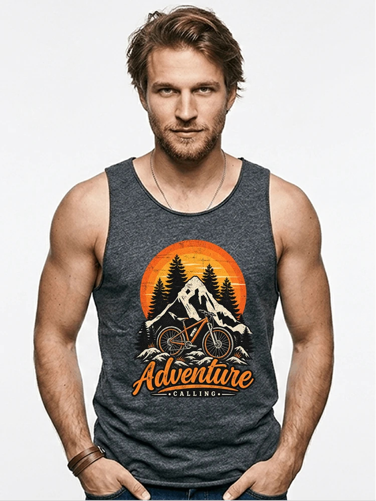 fahrrad t shirt mtb mountainbike retro design shirt tanktop anthracite melange