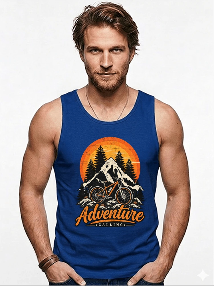fahrrad t shirt mtb mountainbike retro design shirt tanktop royal blue