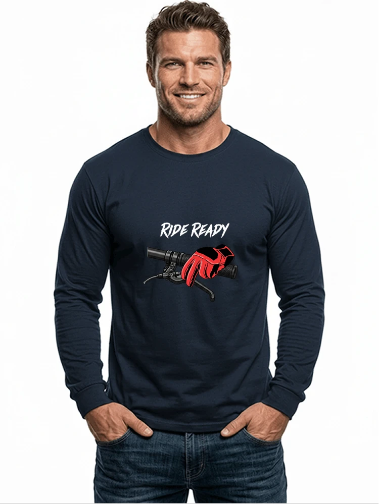 fahrrad t shirt ride ready cooles downhill mtb shirt fr radfahrer langarmshirt navy