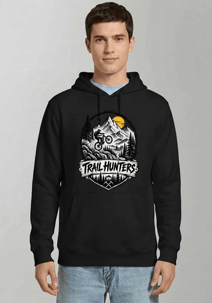 fahrrad t shirt trail hunters downhill mountainbike motiv shirt kapuzenpullover black