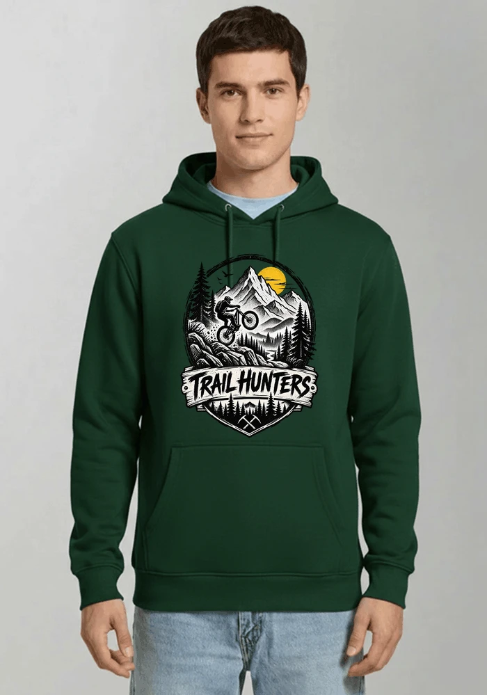 fahrrad t shirt trail hunters downhill mountainbike motiv shirt kapuzenpullover forest green