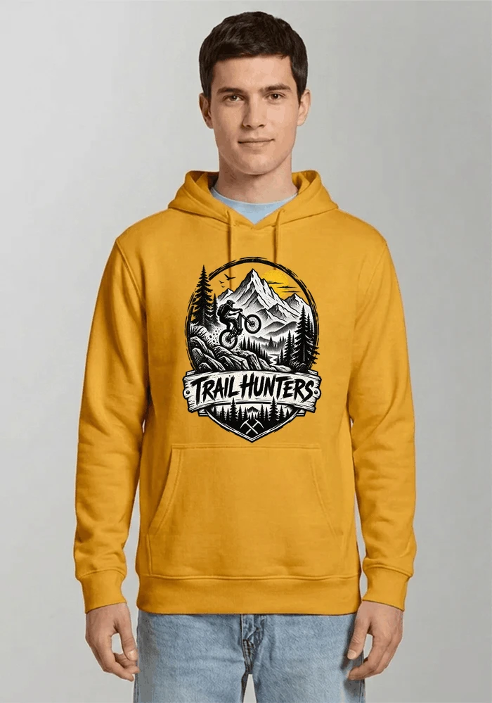 fahrrad t shirt trail hunters downhill mountainbike motiv shirt kapuzenpullover gold