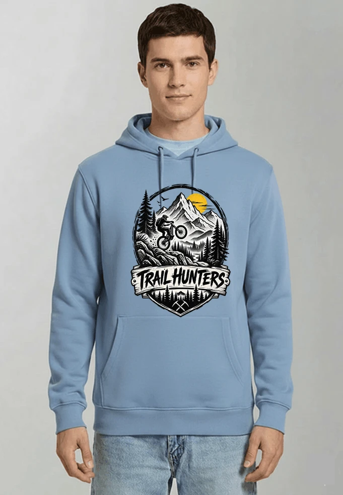 fahrrad t shirt trail hunters downhill mountainbike motiv shirt kapuzenpullover light blue