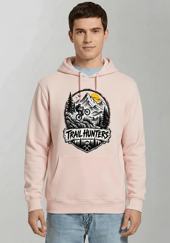 fahrrad t shirt trail hunters downhill mountainbike motiv shirt kapuzenpullover light pink