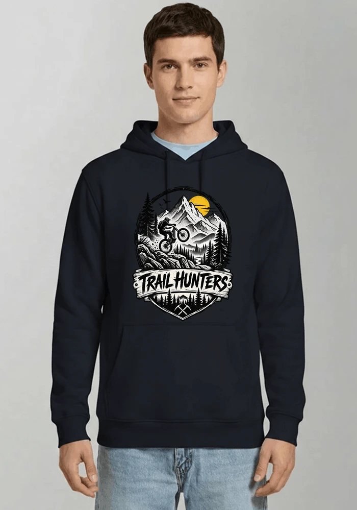 fahrrad t shirt trail hunters downhill mountainbike motiv shirt kapuzenpullover navy