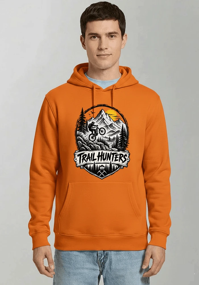 fahrrad t shirt trail hunters downhill mountainbike motiv shirt kapuzenpullover orange