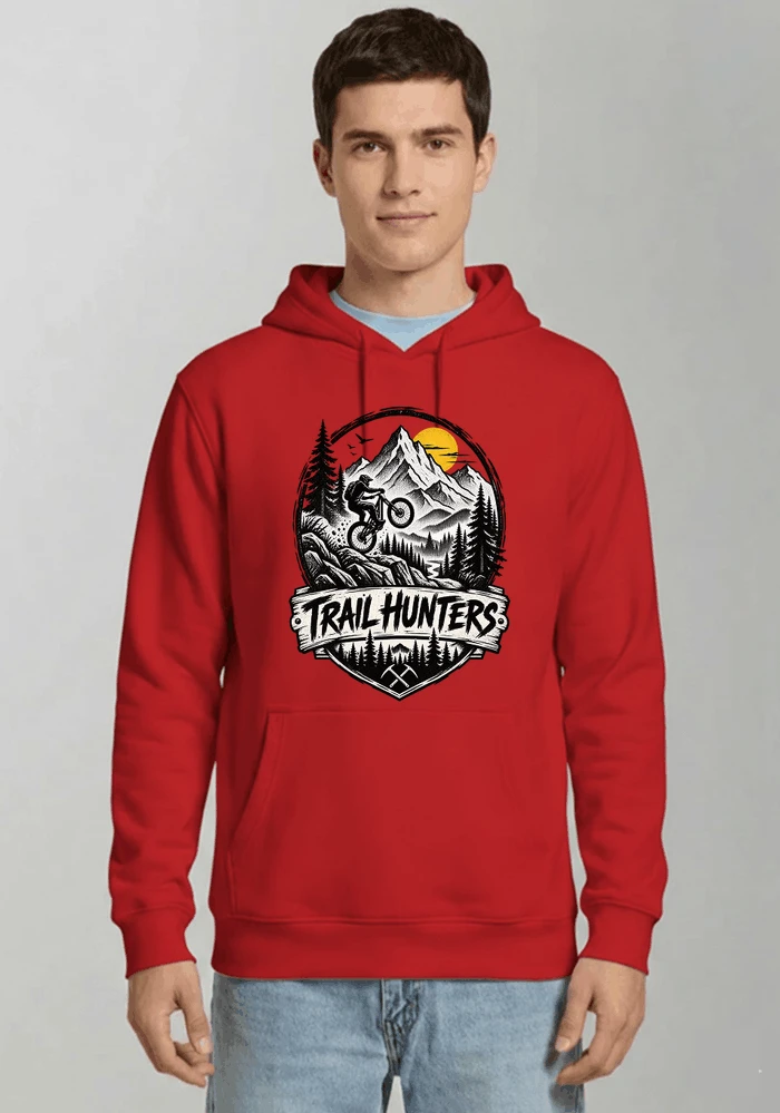 fahrrad t shirt trail hunters downhill mountainbike motiv shirt kapuzenpullover red