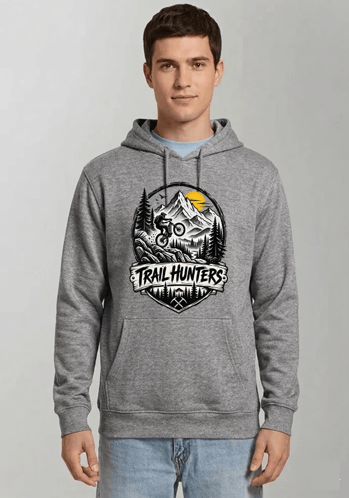 fahrrad t shirt trail hunters downhill mountainbike motiv shirt kapuzenpullover sport grey