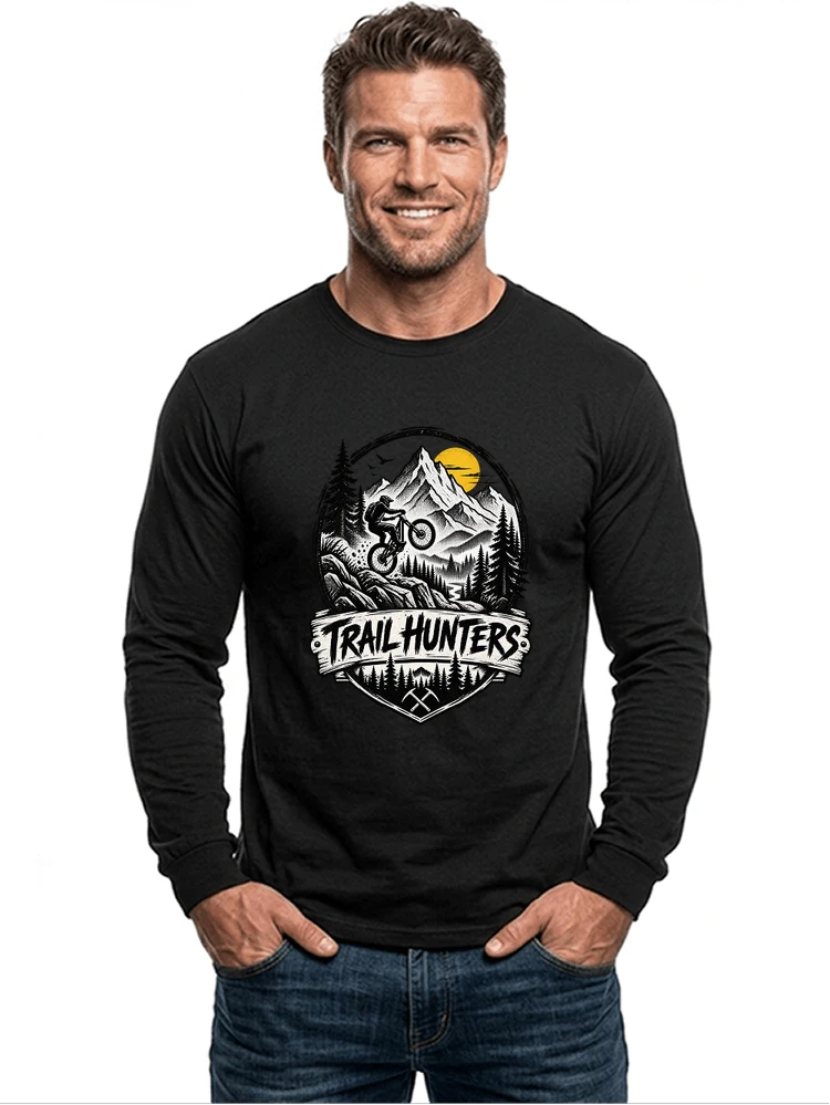 fahrrad t shirt trail hunters downhill mountainbike motiv shirt langarmshirt black