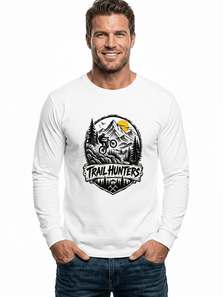 fahrrad t shirt trail hunters downhill mountainbike motiv shirt langarmshirt white
