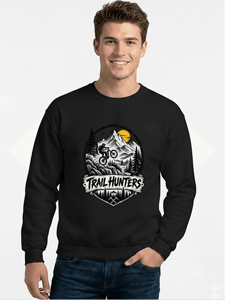 fahrrad t shirt trail hunters downhill mountainbike motiv shirt sweatshirt mit rundhalsausschnitt black
