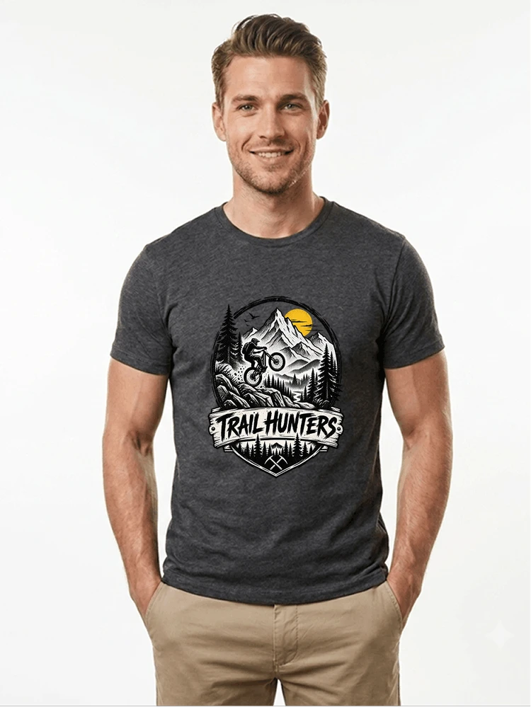 fahrrad t shirt trail hunters downhill mountainbike motiv shirt t shirt anthracite melange