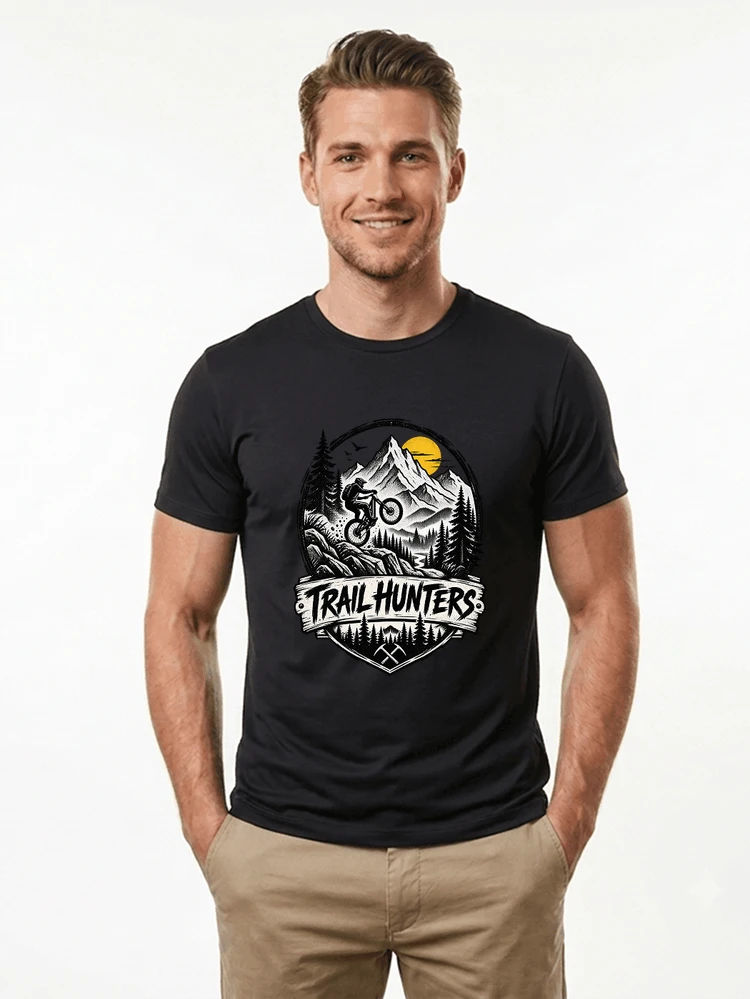 fahrrad t shirt trail hunters downhill mountainbike motiv shirt t shirt black