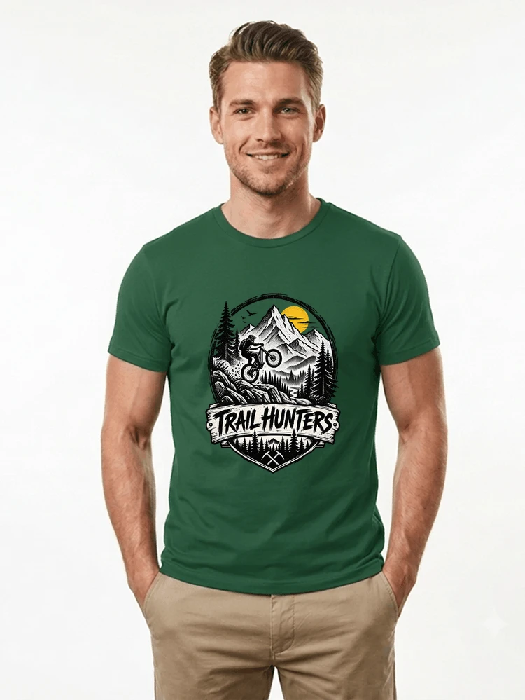 fahrrad t shirt trail hunters downhill mountainbike motiv shirt t shirt forest green