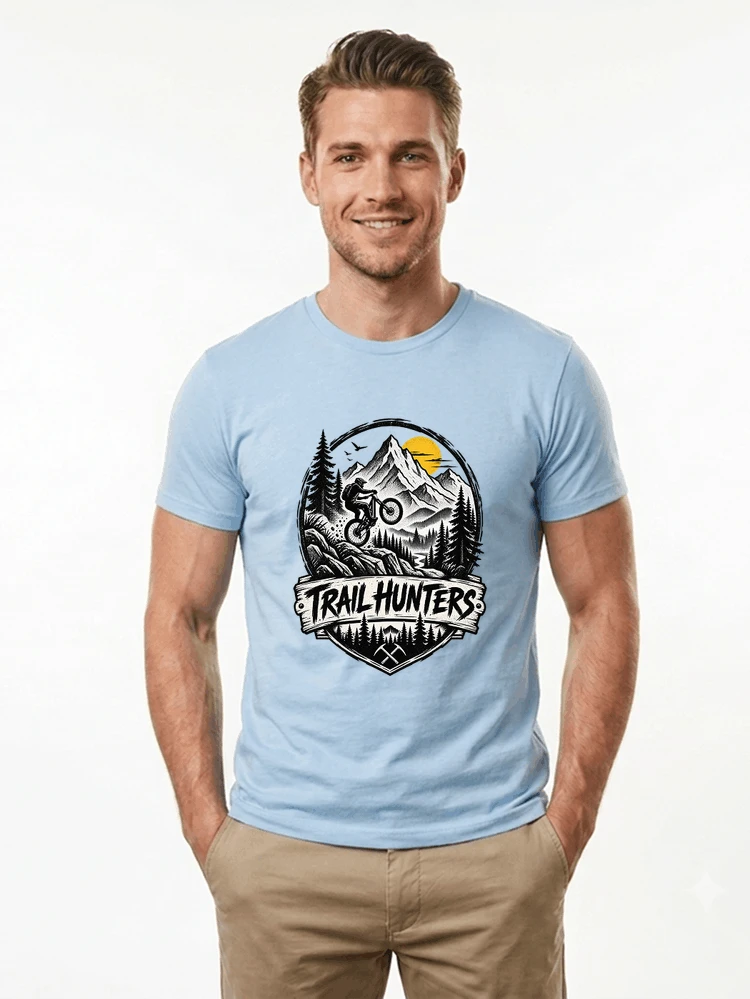 fahrrad t shirt trail hunters downhill mountainbike motiv shirt t shirt light blue