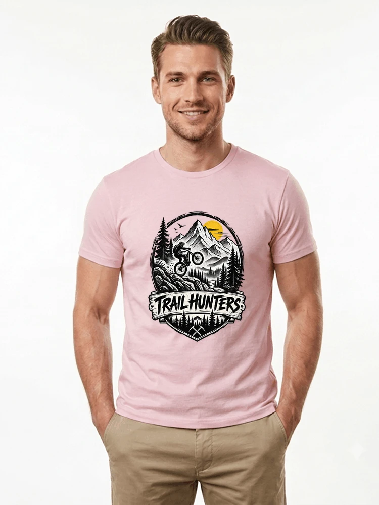 fahrrad t shirt trail hunters downhill mountainbike motiv shirt t shirt light pink