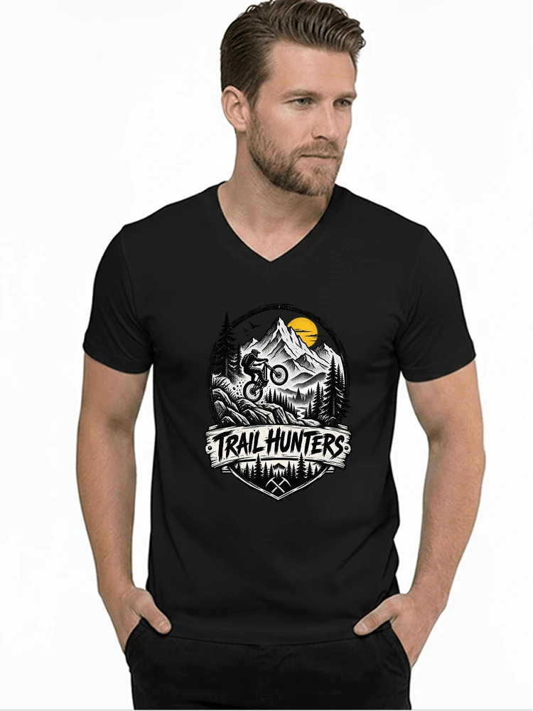fahrrad t shirt trail hunters downhill mountainbike motiv shirt t shirt mit v ausschnitt black
