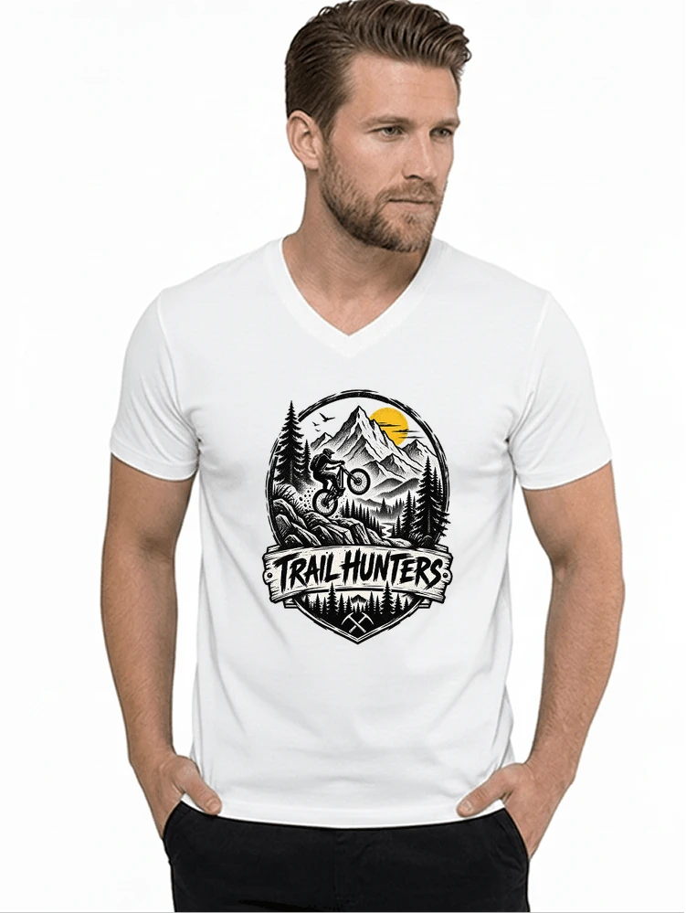 fahrrad t shirt trail hunters downhill mountainbike motiv shirt t shirt mit v ausschnitt white