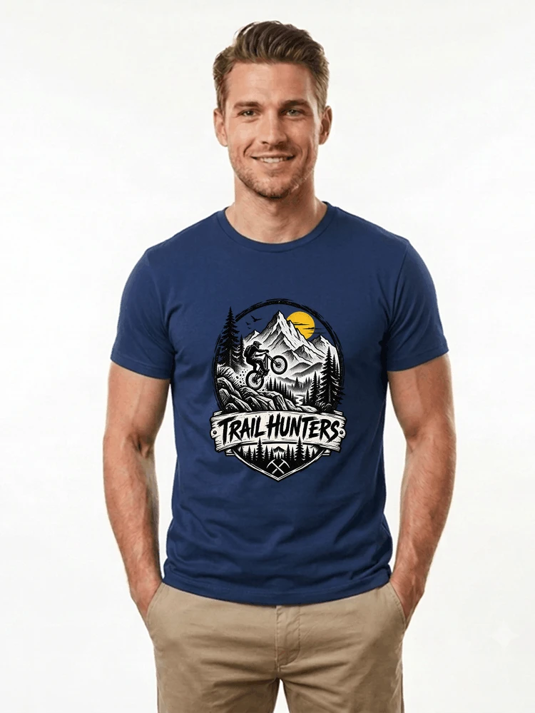 fahrrad t shirt trail hunters downhill mountainbike motiv shirt t shirt navy