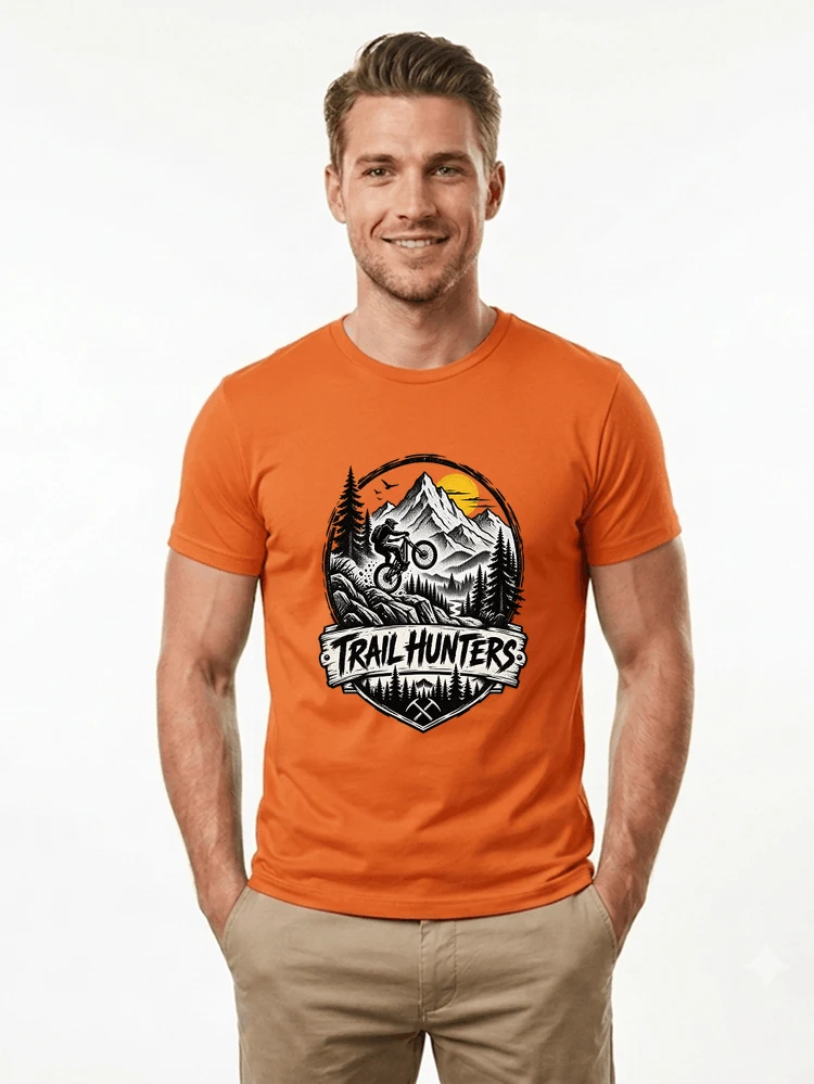 fahrrad t shirt trail hunters downhill mountainbike motiv shirt t shirt orange