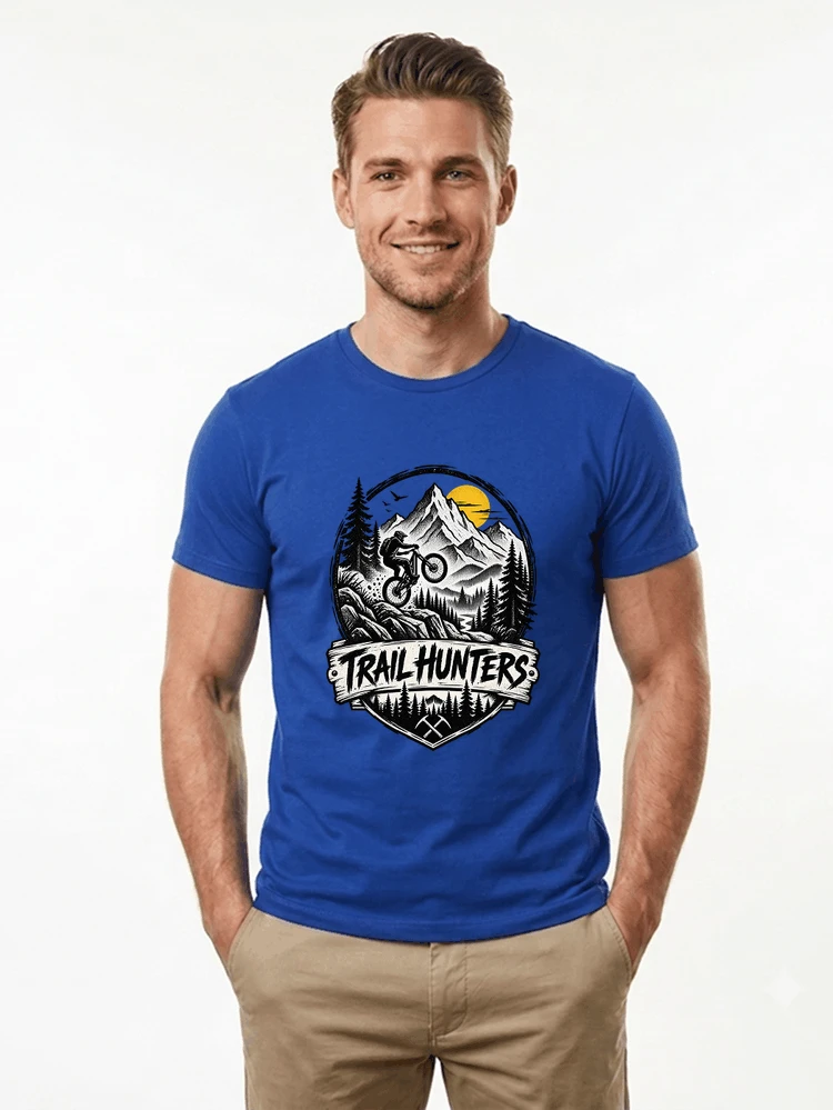 fahrrad t shirt trail hunters downhill mountainbike motiv shirt t shirt royal blue
