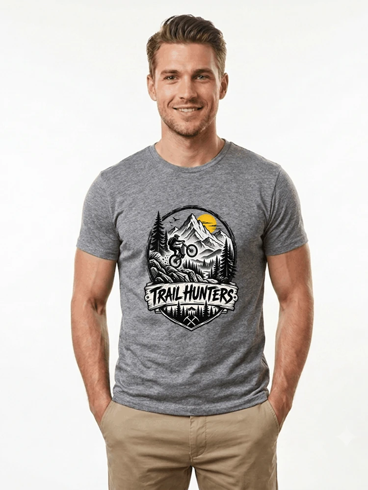 fahrrad t shirt trail hunters downhill mountainbike motiv shirt t shirt sport grey
