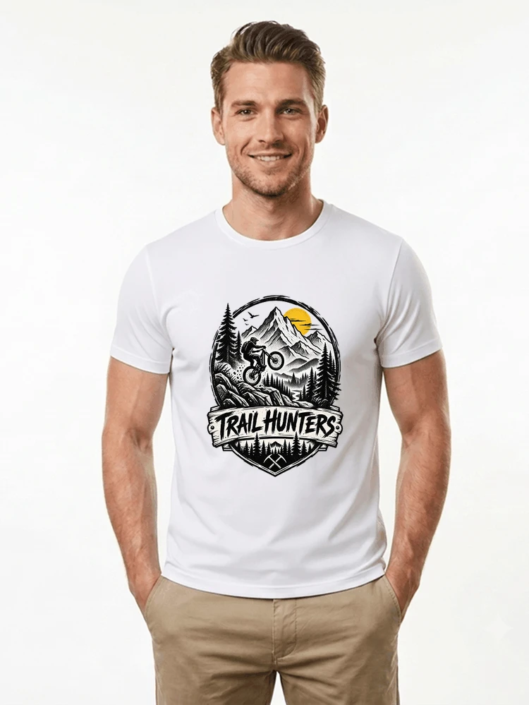 fahrrad t shirt trail hunters downhill mountainbike motiv shirt t shirt white