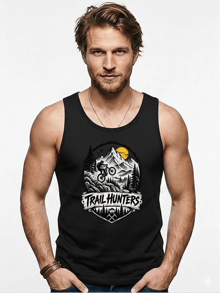 fahrrad t shirt trail hunters downhill mountainbike motiv shirt tanktop black