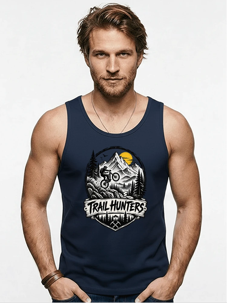 fahrrad t shirt trail hunters downhill mountainbike motiv shirt tanktop navy