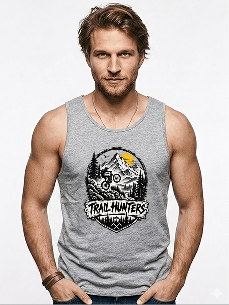 fahrrad t shirt trail hunters downhill mountainbike motiv shirt tanktop sport grey