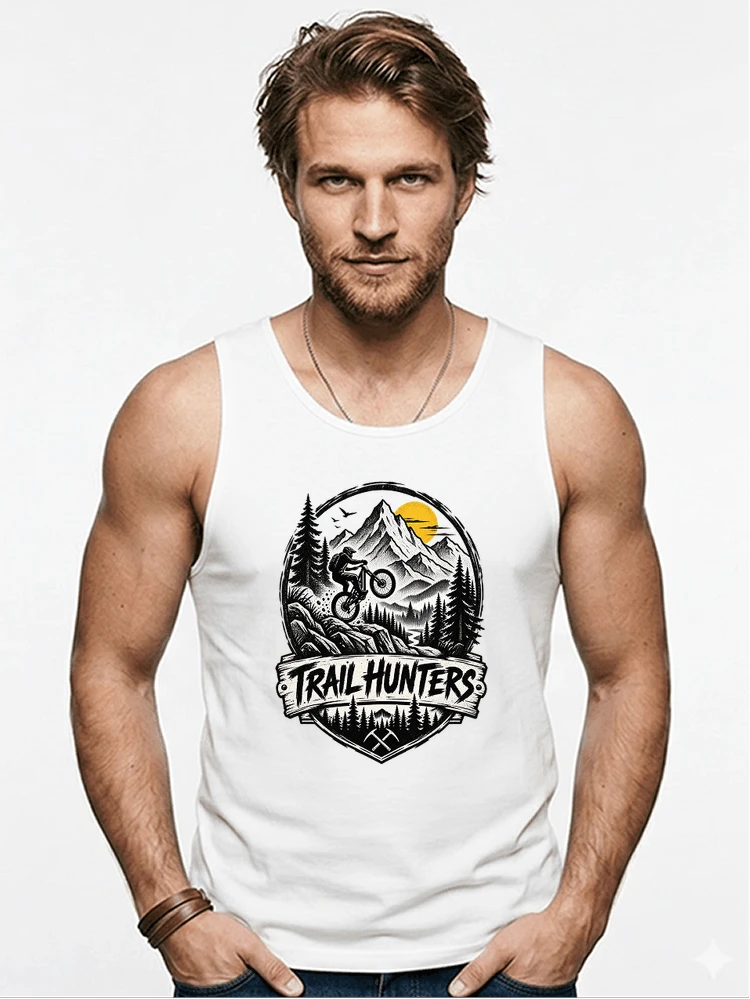 fahrrad t shirt trail hunters downhill mountainbike motiv shirt tanktop white