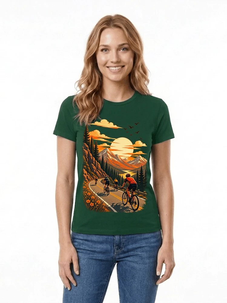 fahrrad tour berge t shirt gravelbike rennradgruppe geschenk damen t shirt forest green