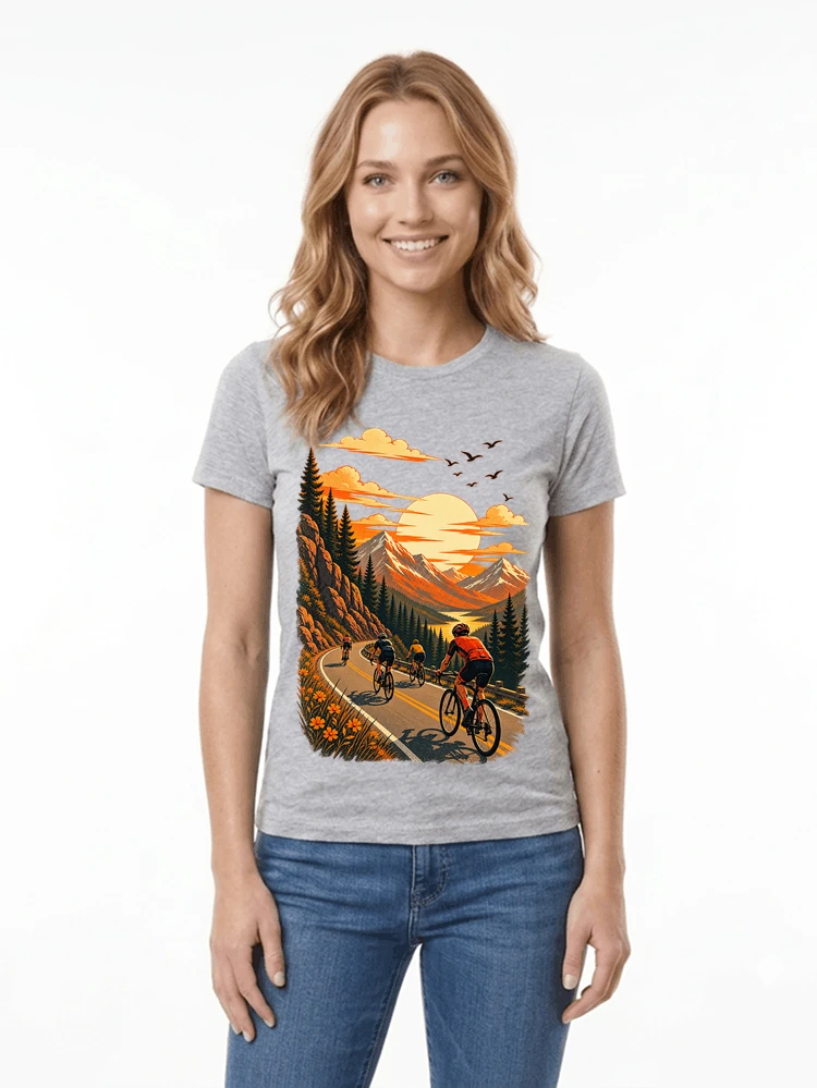 fahrrad tour berge t shirt gravelbike rennradgruppe geschenk damen t shirt sport grey