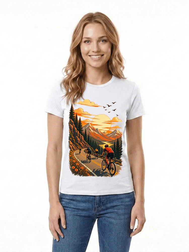 fahrrad tour berge t shirt gravelbike rennradgruppe geschenk damen t shirt white