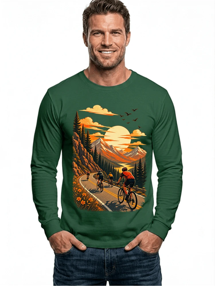 fahrrad tour berge t shirt gravelbike rennradgruppe geschenk langarmshirt forest green