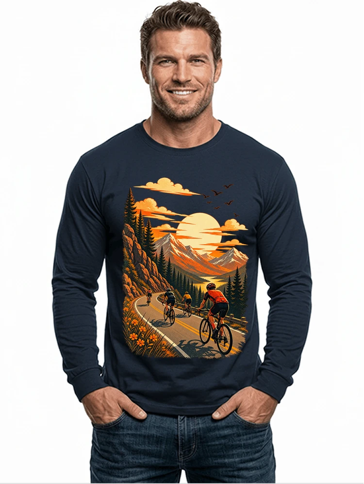 fahrrad tour berge t shirt gravelbike rennradgruppe geschenk langarmshirt navy