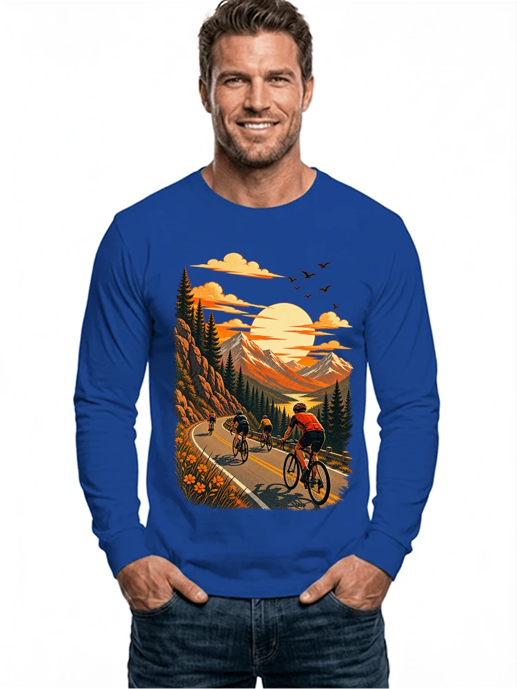 fahrrad tour berge t shirt gravelbike rennradgruppe geschenk langarmshirt royal blue