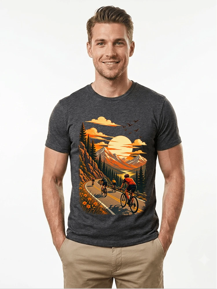 fahrrad tour berge t shirt gravelbike rennradgruppe geschenk t shirt anthracite melange